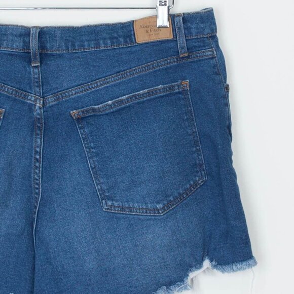 Abercrombie & Fitch Womens Curve Love High Rise Shorts Size 33 16 Distressed - Picture 6 of 8